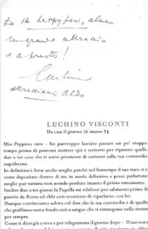 lettera di luchino visconti a patroni griffi