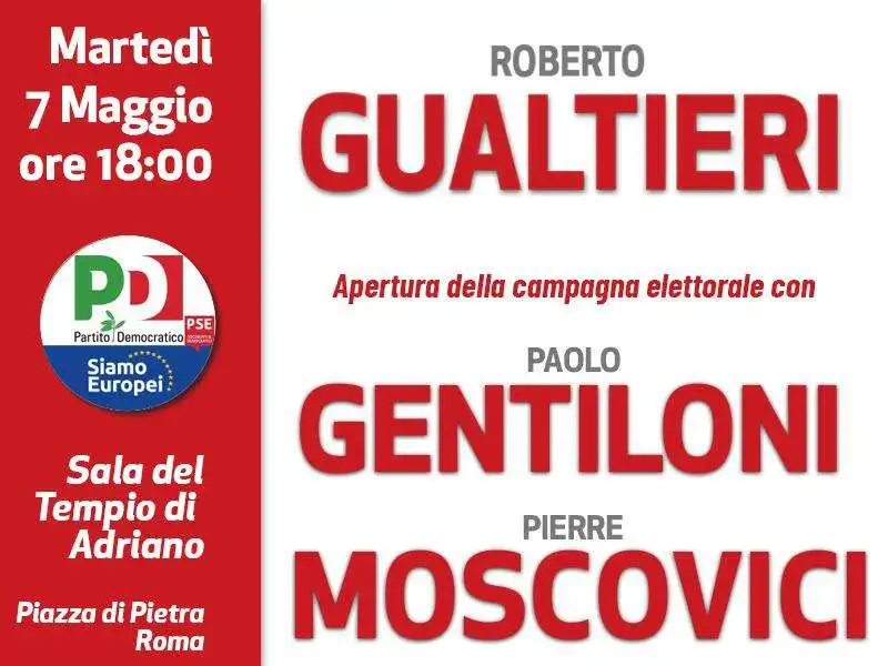 il candidato pd roberto gualtieri apre la campagna con gentiloni e moscovici