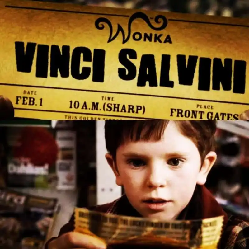 MEME SU VINCI SALVINI E WILLY WONKA 