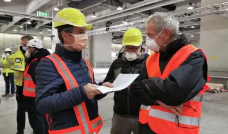 attilio fontana guido bertolaso   ospedale in fiera milano