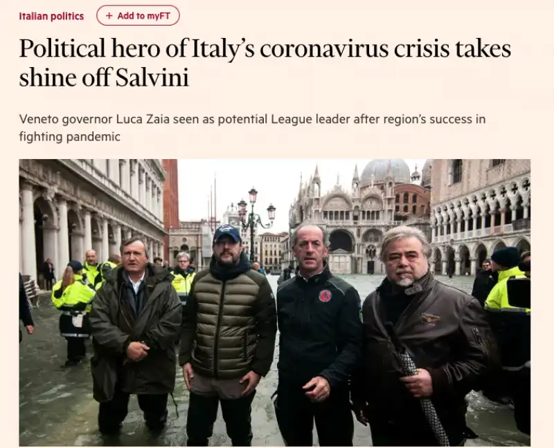 L’ARTICOLO DEL FINANCIAL TIMES SU LUCA ZAIA