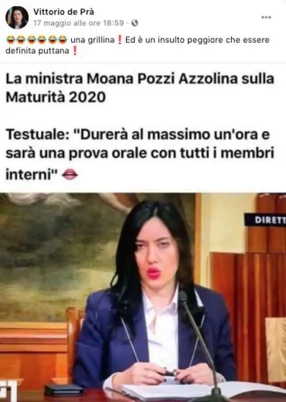 LE OFFESE DI VITTORIO DE PRA A LUCIA AZZOLINA