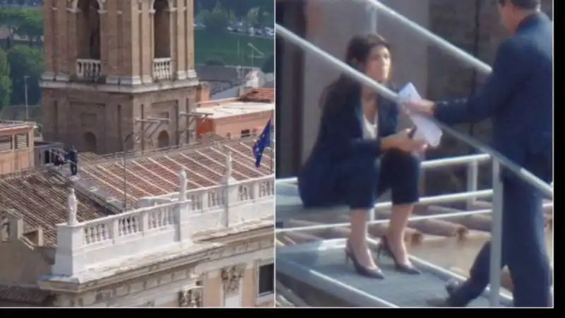 VIRGINIA RAGGI CON I TACCHI SUL TETTO DEL CAMPIDOGLIO