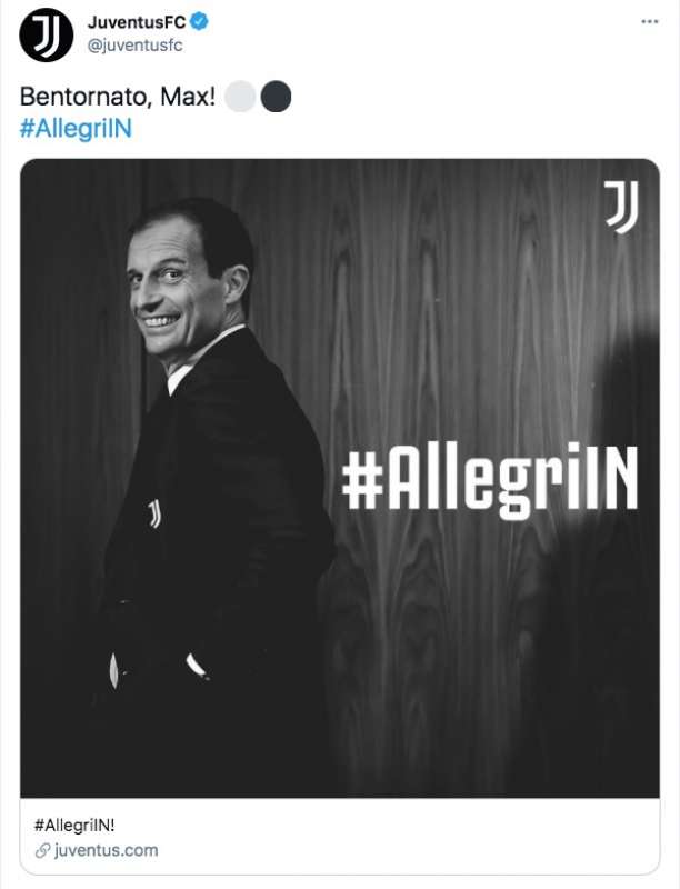 allegri annunciato dalla juve