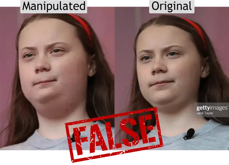 GRETA THUNBERG CICCIONA - LA FOTO MANIPOLATA 