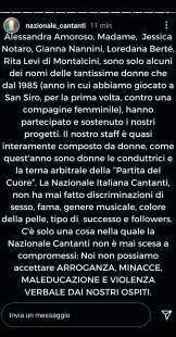 il messaggio poi cancellato della nazionale cantanti