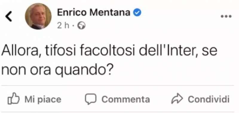 il post di enrico mentana sull inter