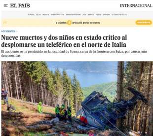 l incidente alla funivia stresa mottarone su el pais