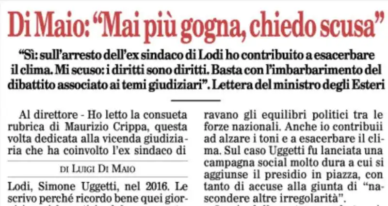 LA LETTERA DI LUIGI DI MAIO AL FOGLIO