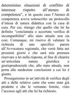 LA RISPOSTA DI DAMATO ALL'INTERROGAZIONE DI AURIGEMMA