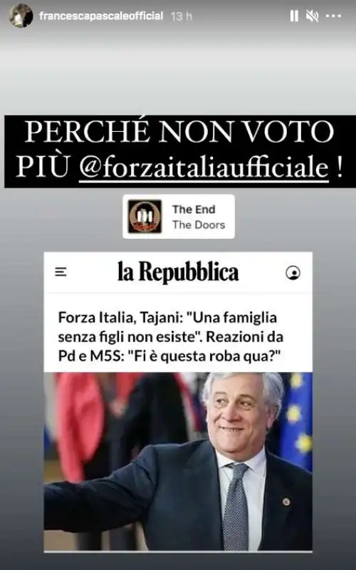 la story di francesca pascale su instagram