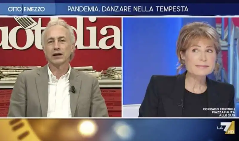 LILLI GRUBER FA LE FACCE MENTRE PARLA TRAVAGLIO 