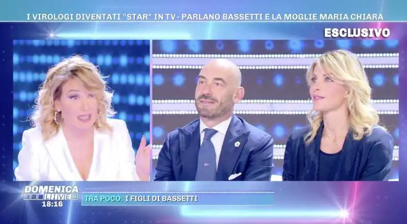 matteo bassetti e la moglie maria chiara a domenica live 2