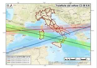 possibili traiettorie dei detriti del razzo cinese