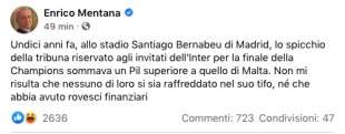 post facebook inter mentana