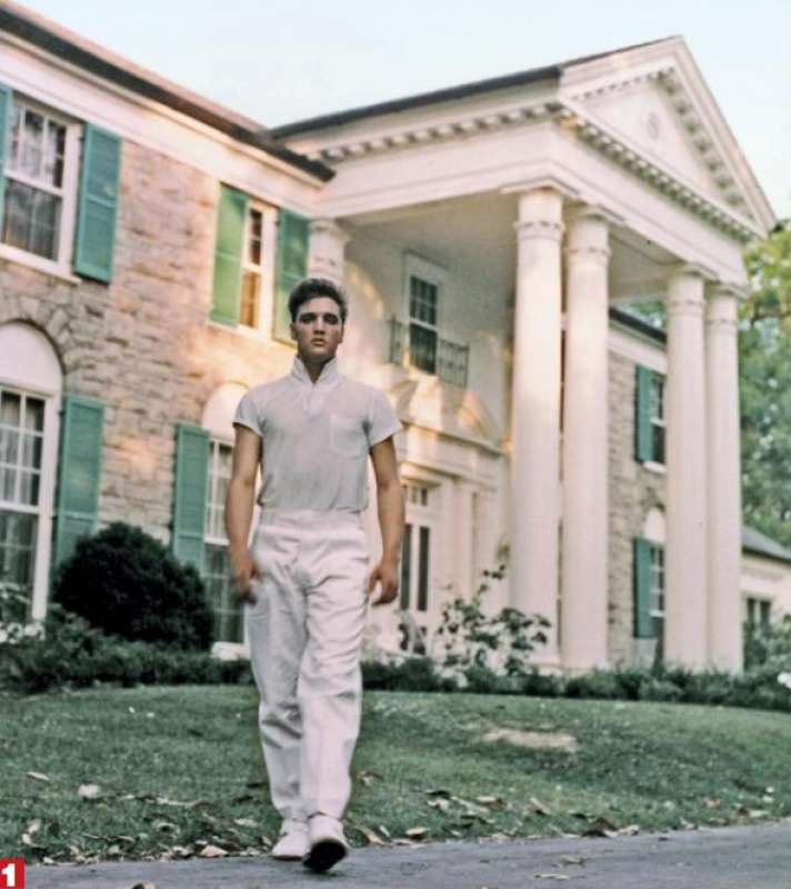 elvis passeggia a graceland