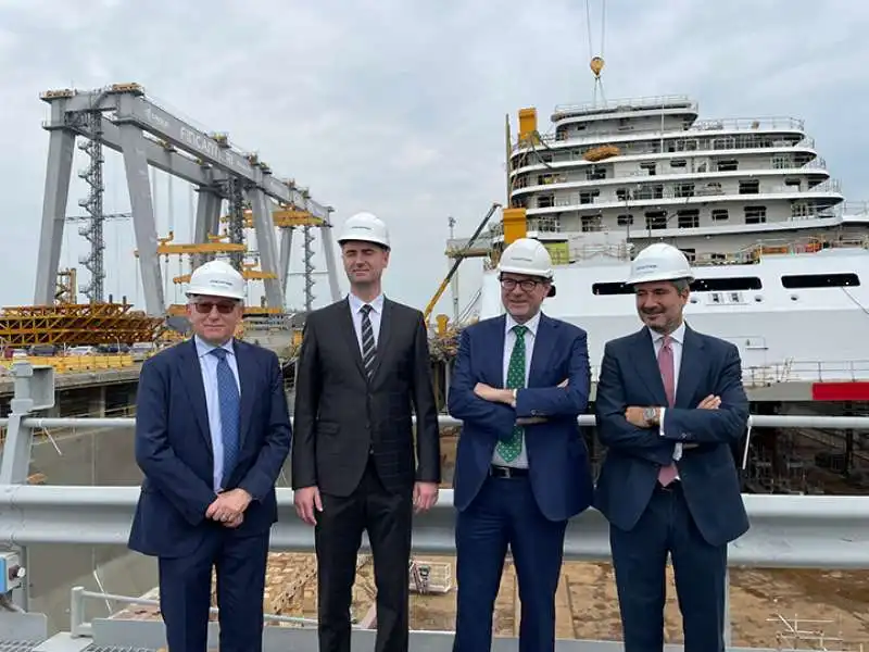 giancarlo giorgetti a monfalcone con i nuovi vertici fincantieri