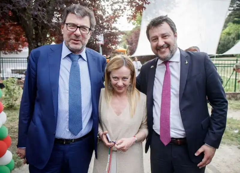 giancarlo giorgetti giorgia meloni matteo salvini 