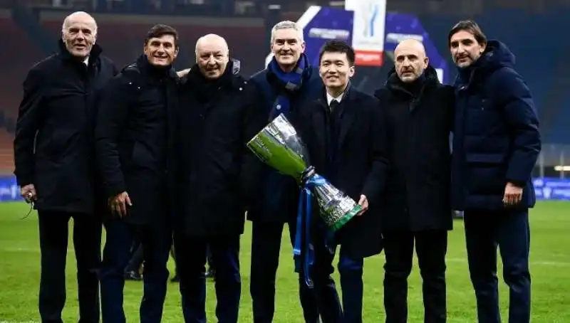 piero volpi, javier zanetti, beppe marotta, alessandro antonello, steven zhang, piero ausilio, dario baccin 