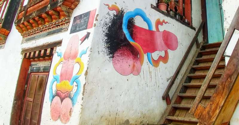 street art fallica in bhutan 3