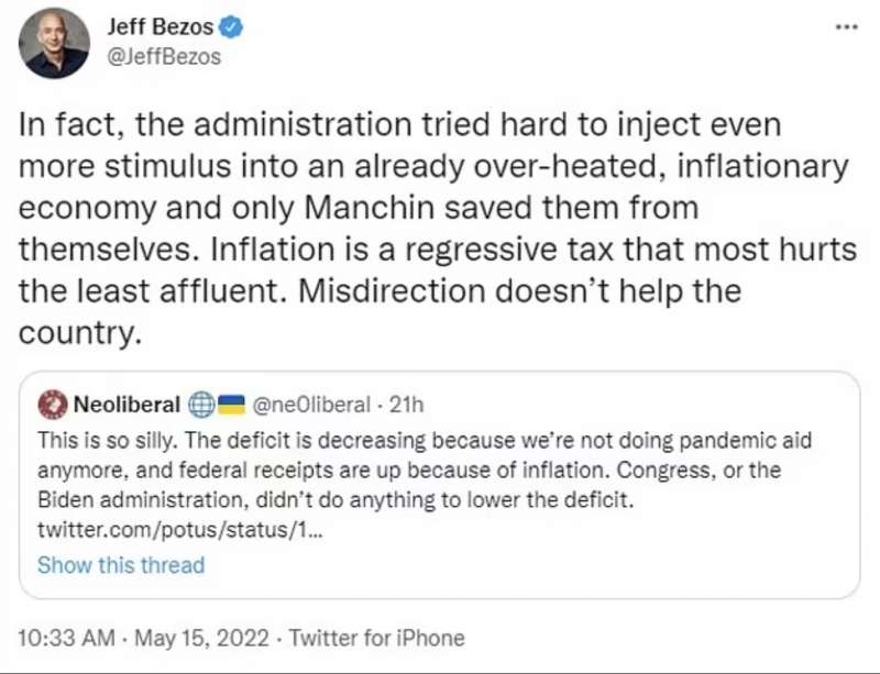 tweet di jeff bezos contro biden