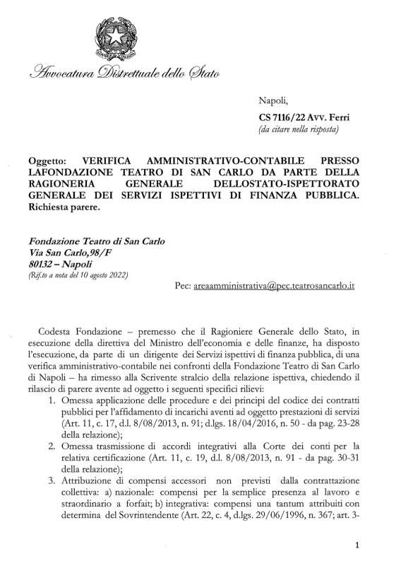 allegato alla risposta dell avvocatura di stato alla direzione generale spettacolo