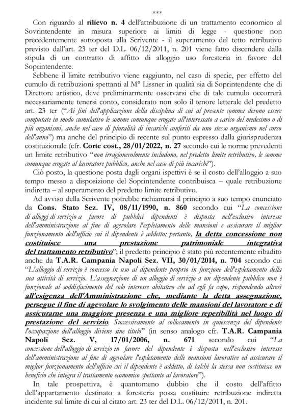 avvocatura dello stato risposta sulla verifica amministrativa al teatro san carlo di napoli