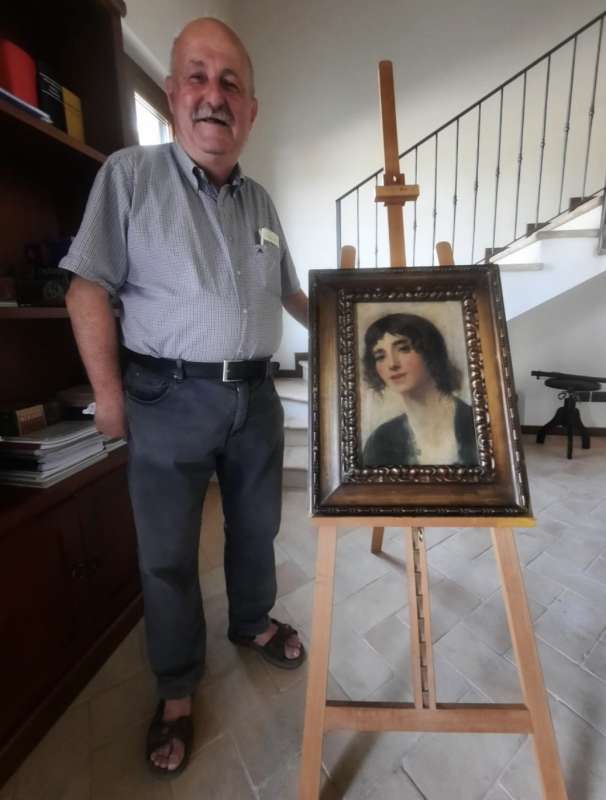 CARLO ROMAGNOLI CON IL QUADRO DI MODIGLIANI