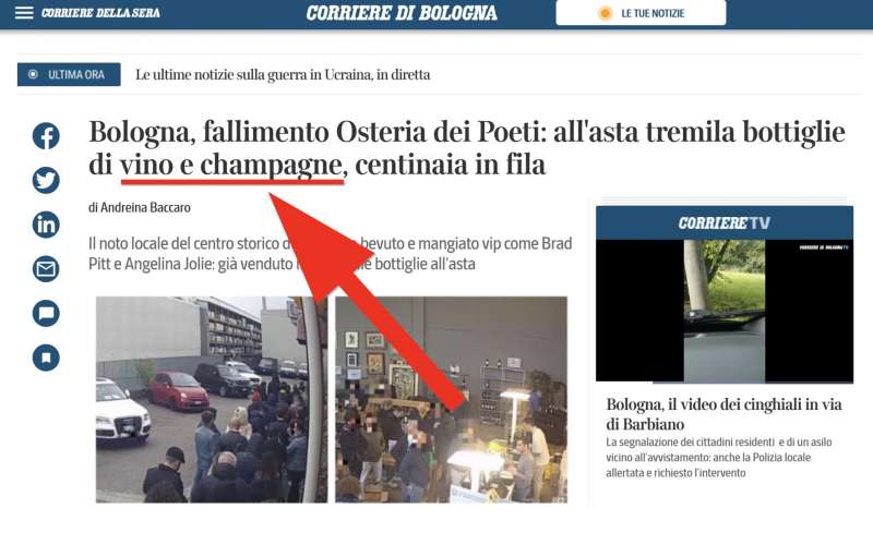 Corriere di Bologna, vino e champagne