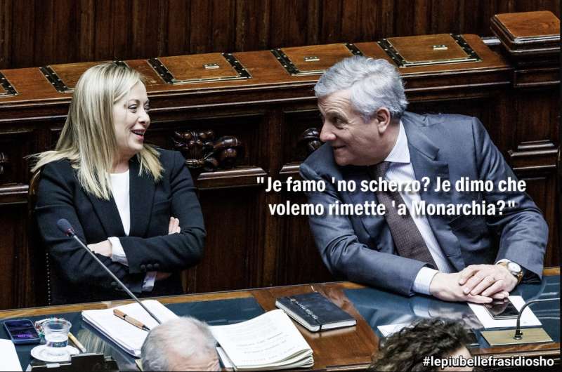 giorgia meloni antonio tajani - presidenzialismo - vignetta di osho