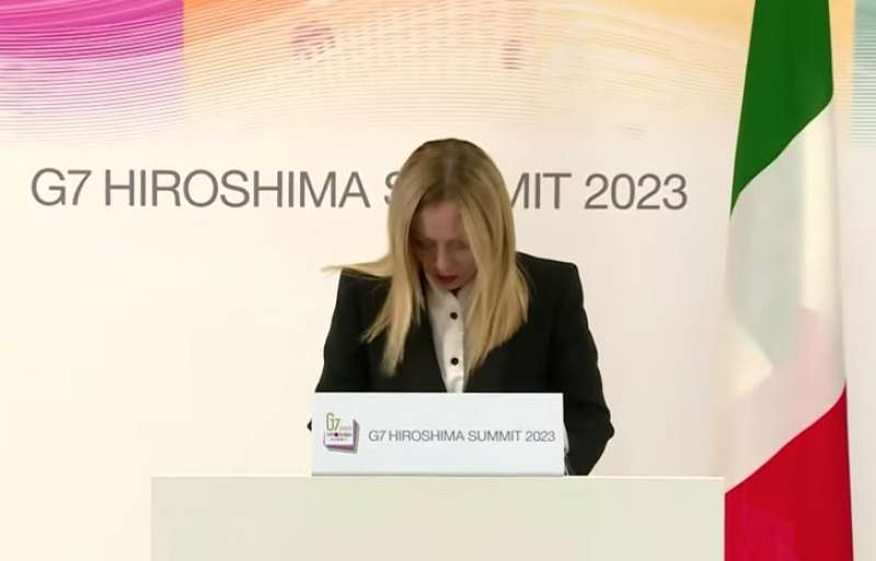 GIORGIA MELONI CONFERENZA STAMPA AL G7 DI HIROSHIMA