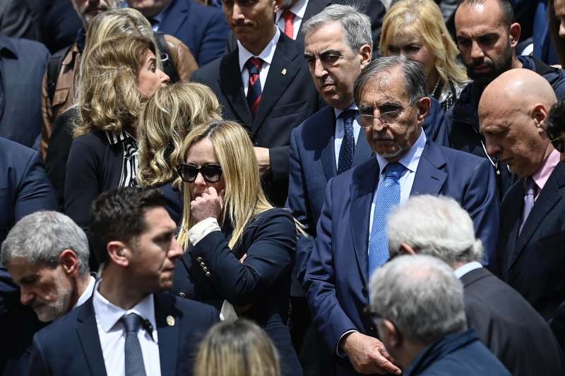 giorgia meloni maurizio gasparri ignazio la russa funerali andrea augello