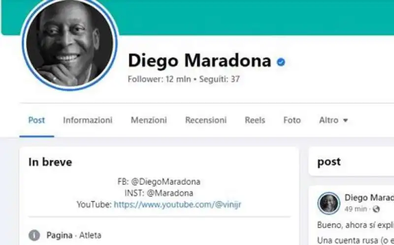 hackerato il profilo facebook di maradona 