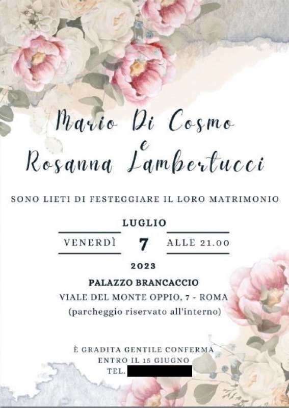 INVITO MATRIMONIO ROSANNA LAMBERTUCCI MARIO DI COSMO