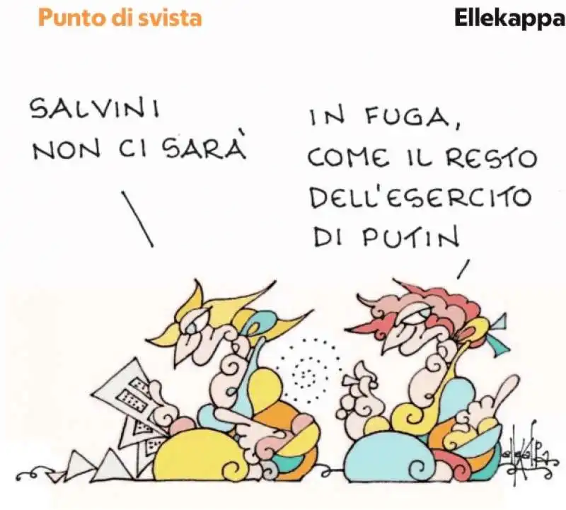 L ASSENZA DI SALVINI ALLA VISITA DI ZELENSKY IN ITALIA - VIGNETTA BY ELLEKAPPA