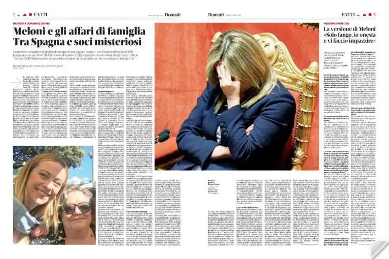 L INCHIESTA DI DOMANI SUGLI AFFARI DELLA FAMIGLIA MELONI IN SPAGNA 