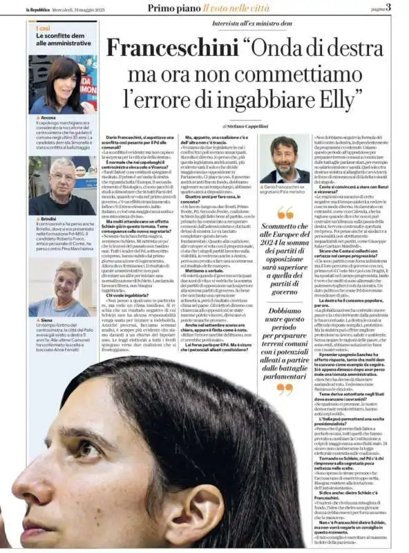 L INTERVISTA DI DARIO FRANCESCHINI A REPUBBLICA SU ELLY SCHLEIN 