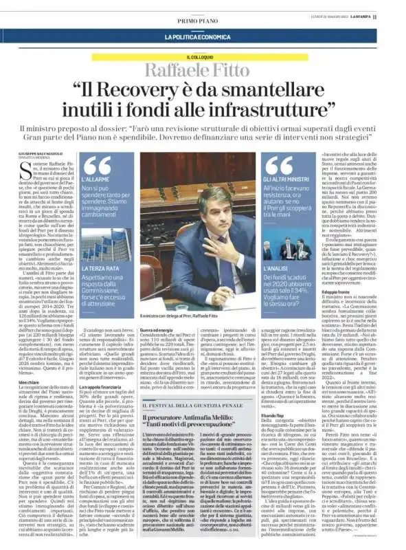 LA STAMPA - COLLOQUIO CON RAFFAELE FITTO - 22 MAGGIO 2023 