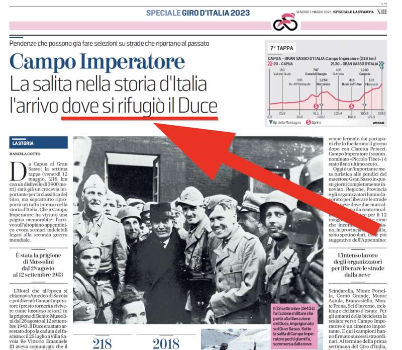 la stampa, il duce rifugiato a campo imperatore