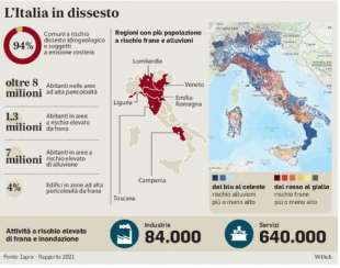 MAPPA DEL DISSESTO IDROGEOLOGICO IN ITALIA - IL MESSAGGERO