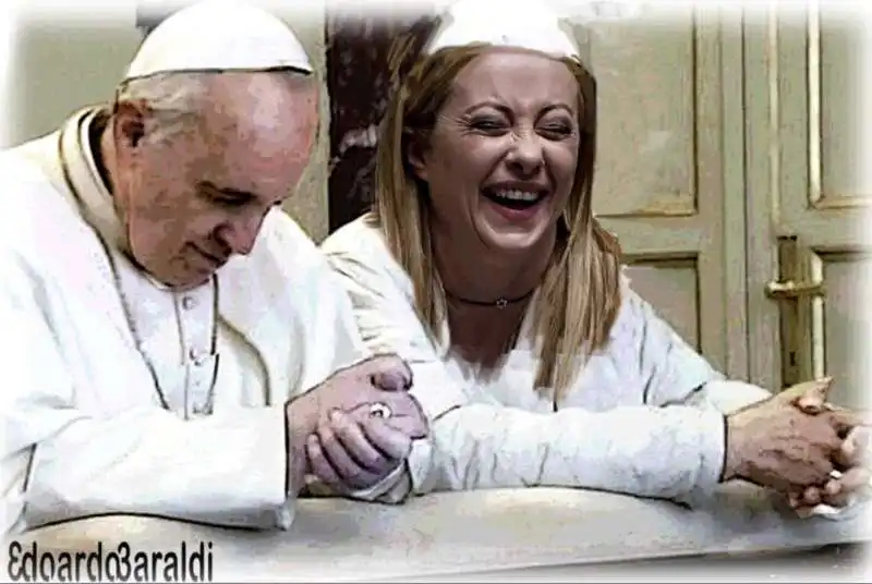 PAPA FRANCESCO E GIORGIA MELONI - MEME BY EDOARDO BARALDI 