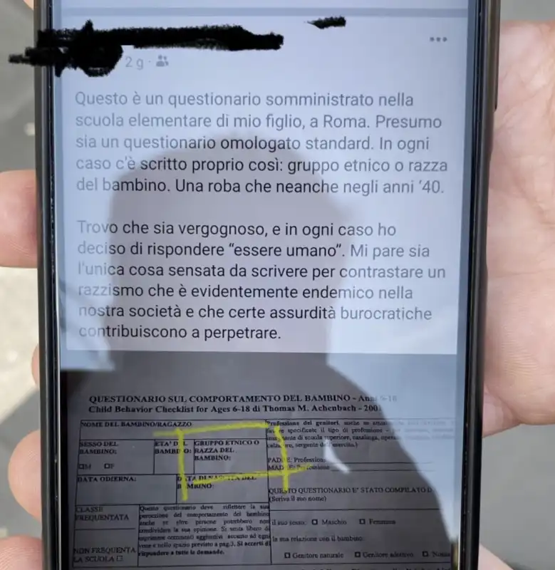 POST FACEBOOK DI UN GENITORE DELLA SCUOLA SAFFI BORSI