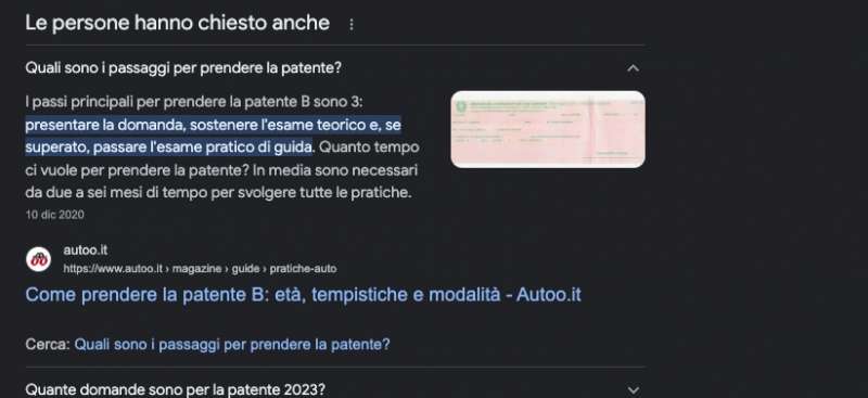 prendere la patente istruzioni google