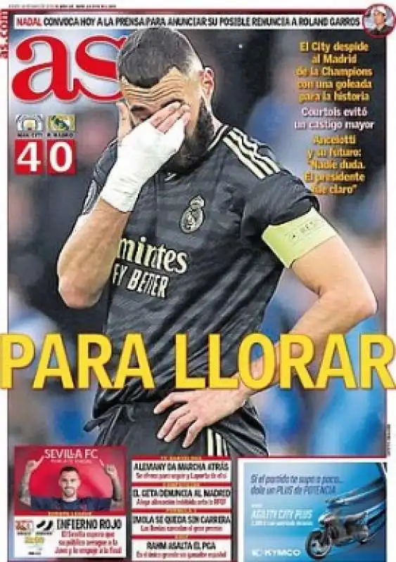 prima pagina di as dopo manchester city real madrid 