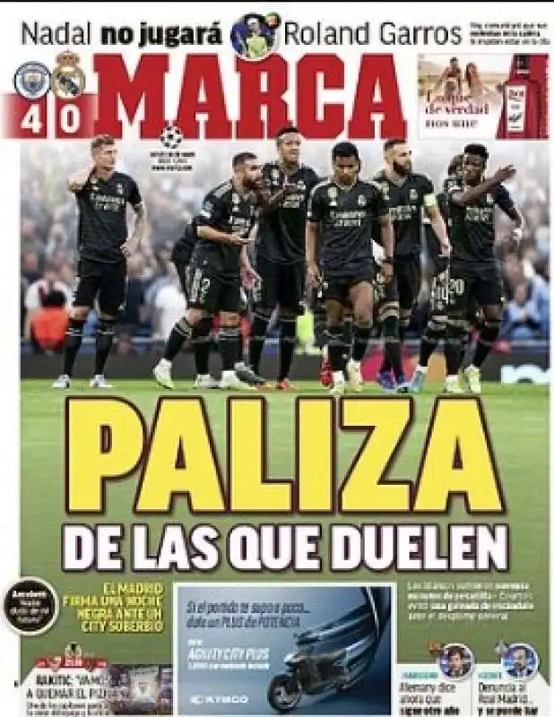 prima pagina di marca dopo manchester city real madrid 