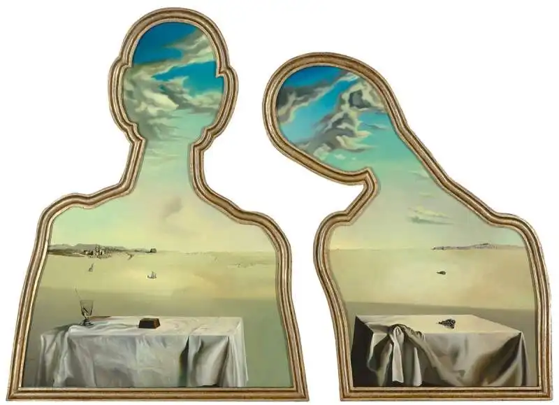 salvador dali couple aux tetes pleines de nuages