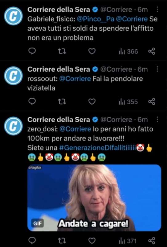 TWEET DI BOT PARTITI PER SBAGLIO DALL ACCOUNT UFFICIALE DEL CORRIERE