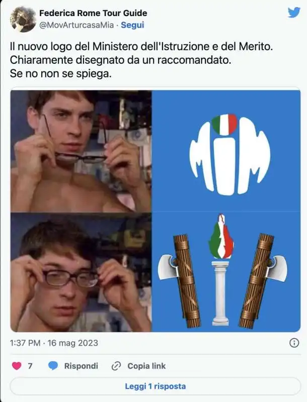 tweet sul nuovo logo del mim   ministero dell istruzione e del merito    11