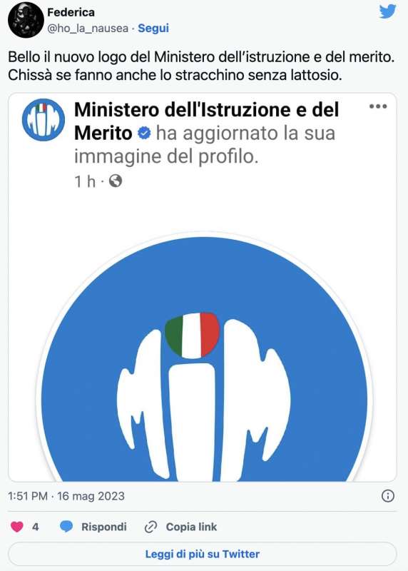 tweet sul nuovo logo del mim ministero dell istruzione e del merito 12