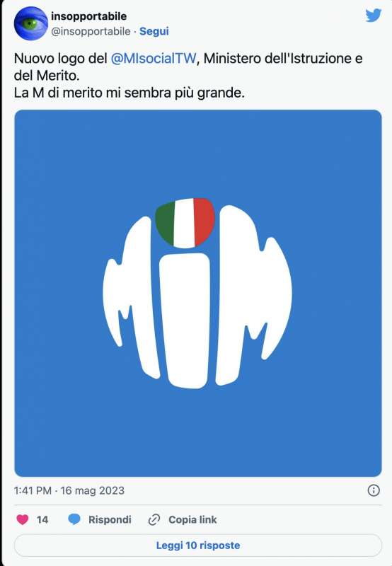 tweet sul nuovo logo del mim ministero dell istruzione e del merito 14